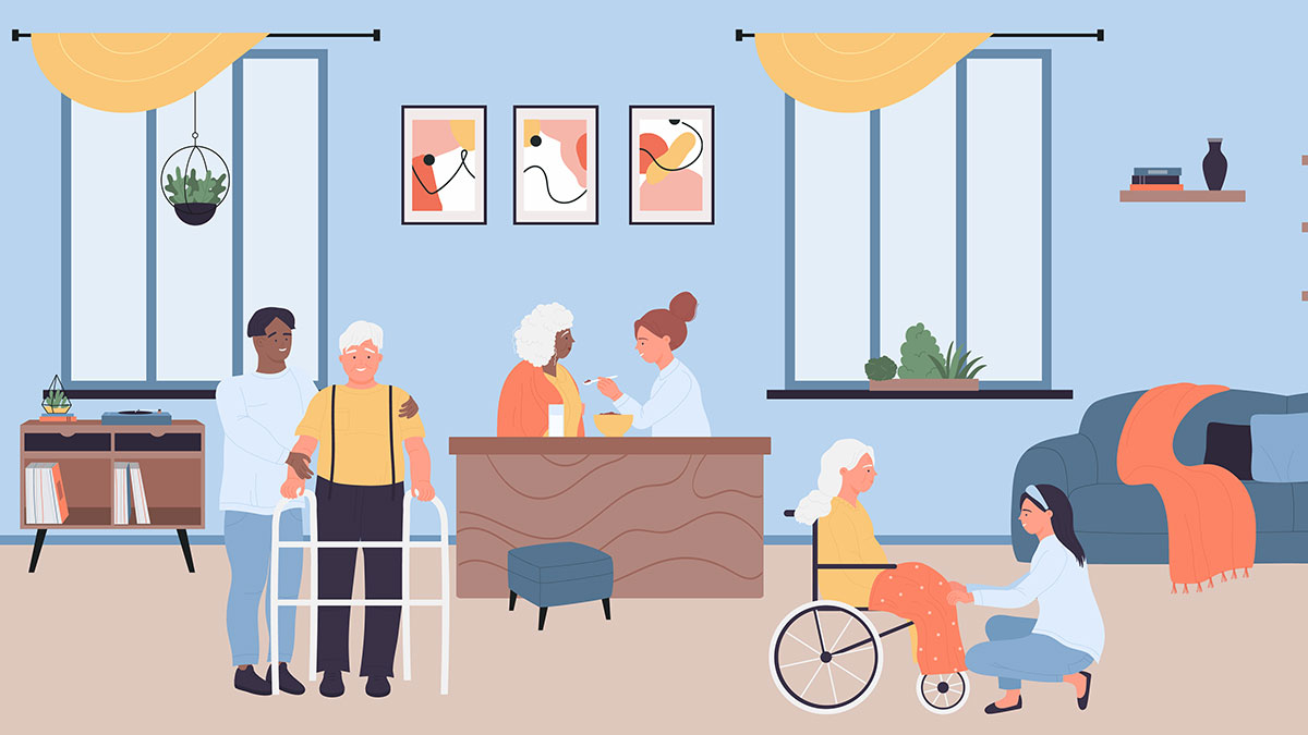 elders in wellness residential clinic care vector